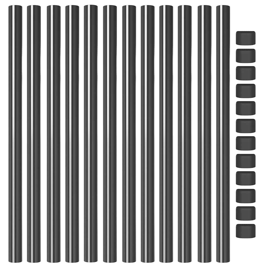 Fence Posts 12 pcs Grey 90 cm Powder-coated steel