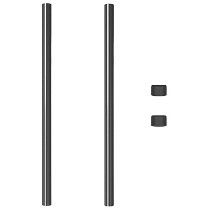 Fence Posts 2 pcs Grey 100 cm Powder-coated steel