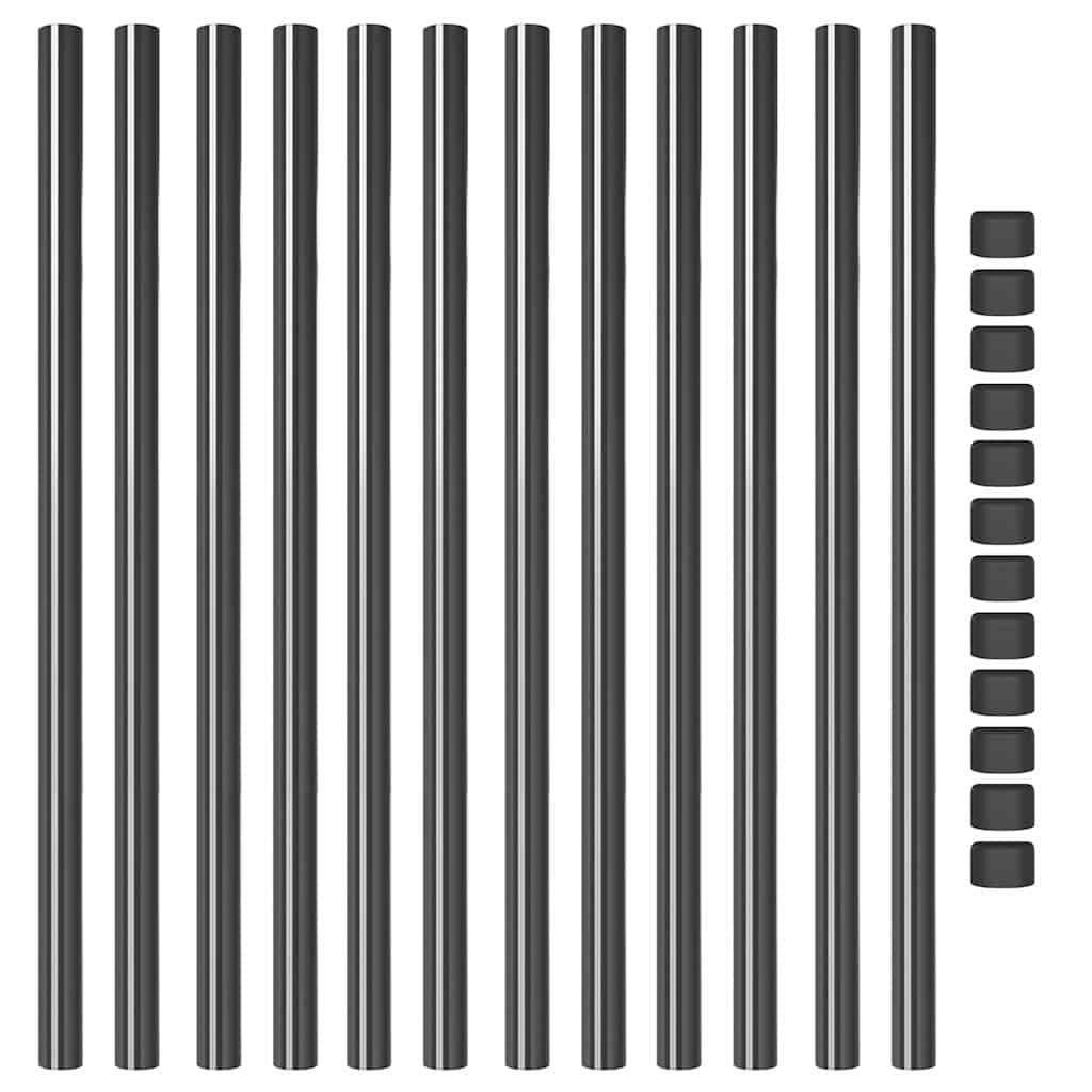 Fence Posts 12 pcs Grey 110 cm Powder-coated steel