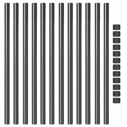 Fence Posts 12 pcs Grey 110 cm Powder-coated steel