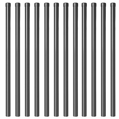 Fence Posts 12 pcs Grey 120 cm Powder-coated steel