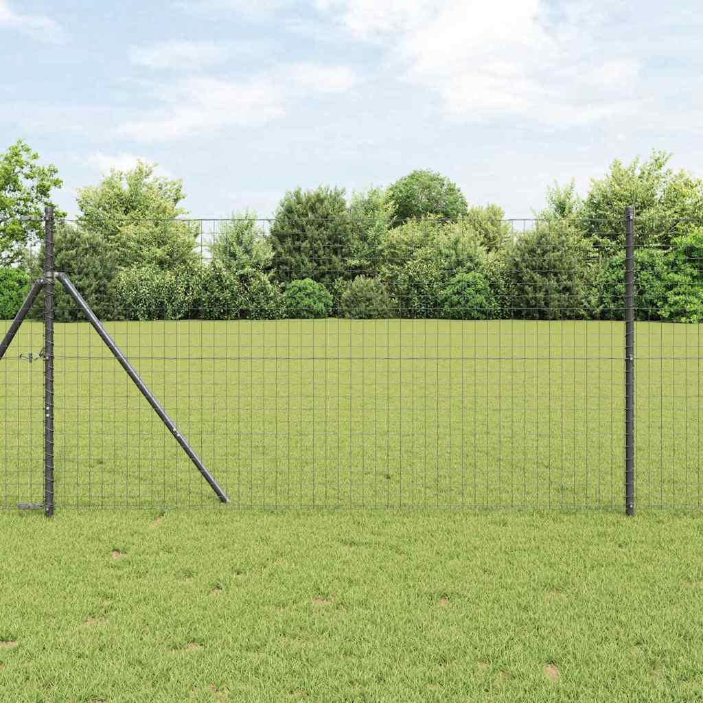 Fence Posts 12 pcs Grey Powder-coated steel