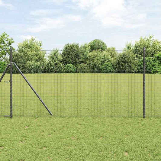 Fence Posts 12 pcs Grey Powder-coated steel