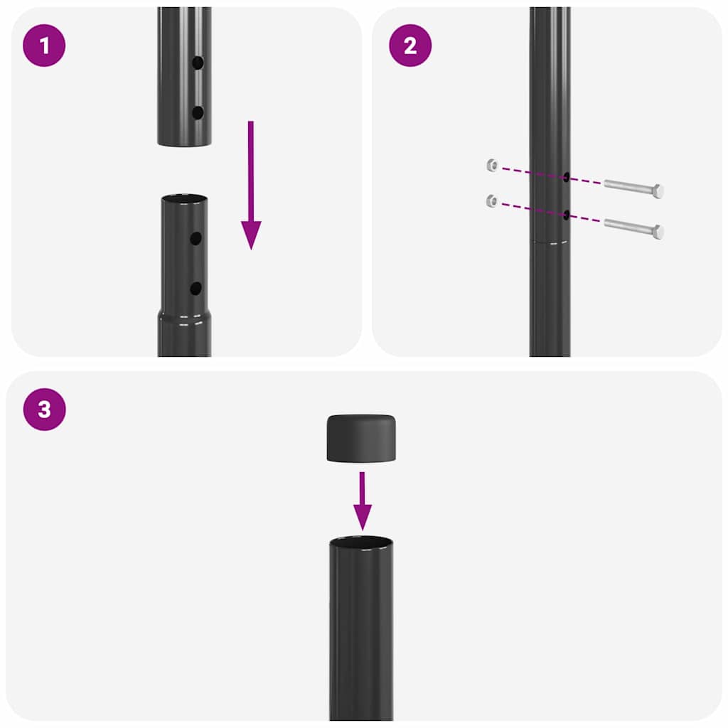 Fence Posts 12 pcs Grey Powder-coated steel