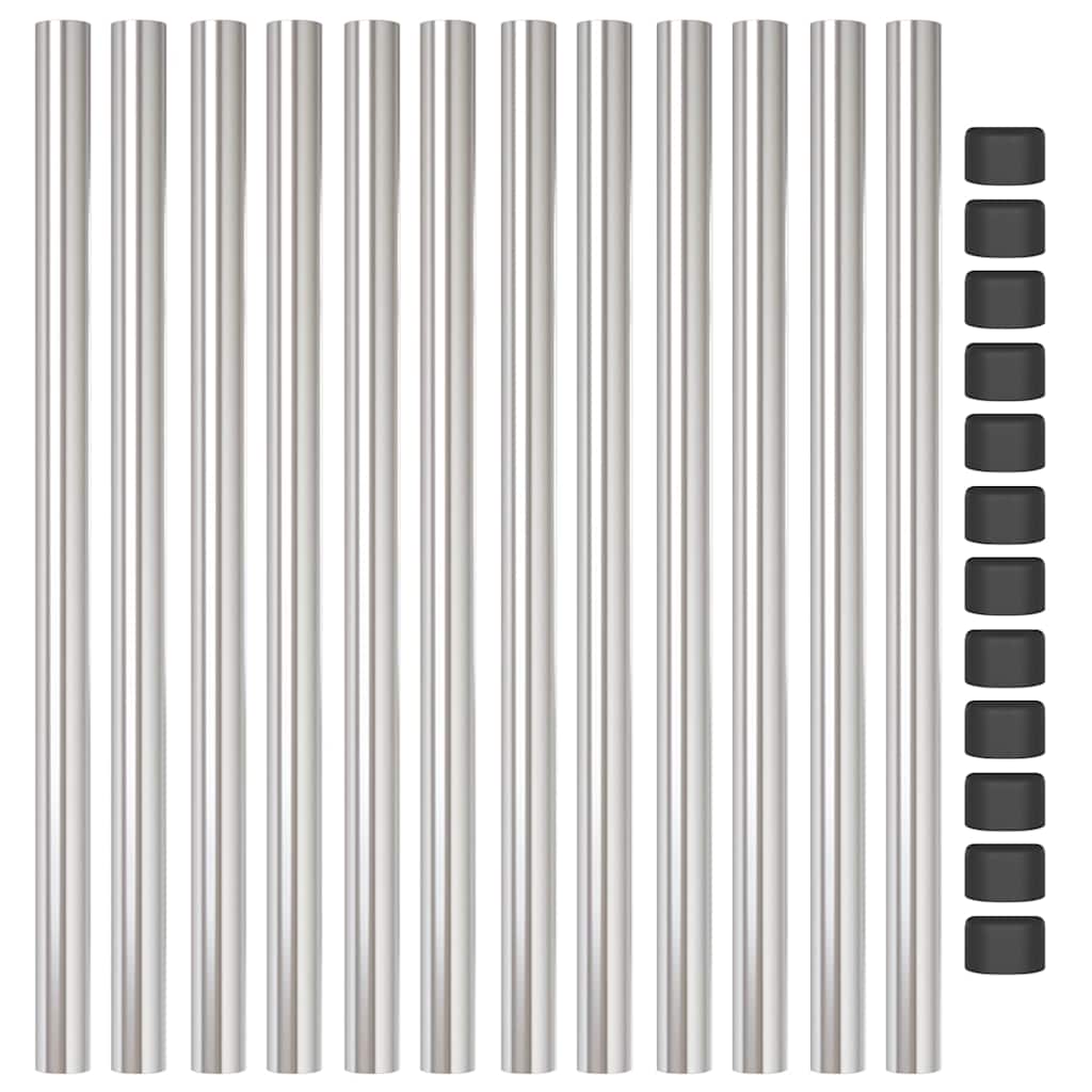Fence Posts 12 pcs Silver 80 cm Powder-coated steel