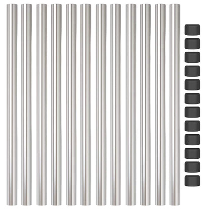 Fence Posts 12 pcs Silver 80 cm Powder-coated steel