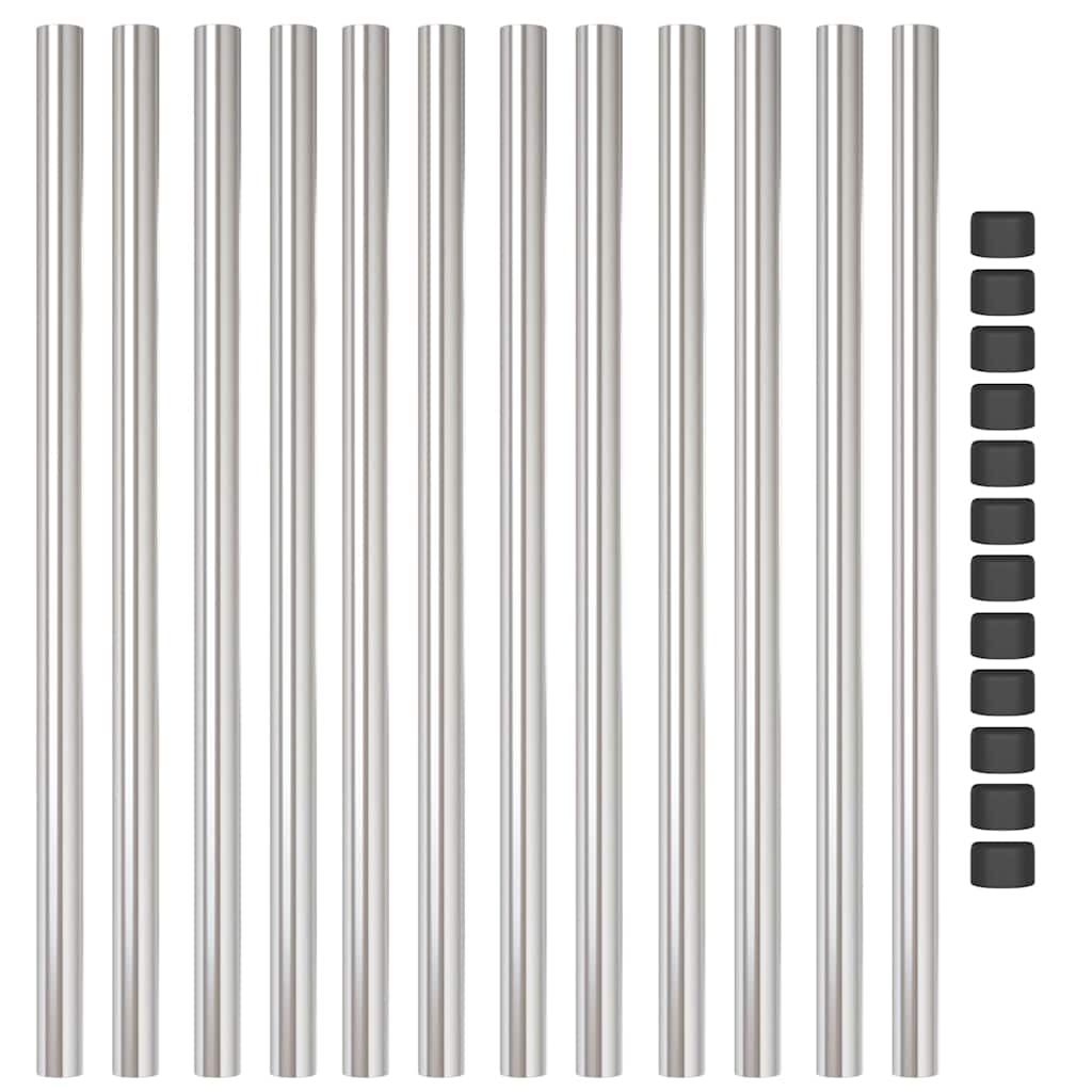 Fence Posts 12 pcs Silver 120 cm Powder-coated steel