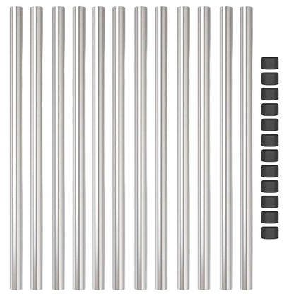 Fence Posts 12 pcs Silver 120 cm Powder-coated steel