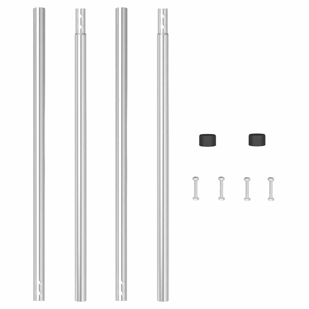 Fence Posts 2 pcs Silver 200 cm Powder-coated steel