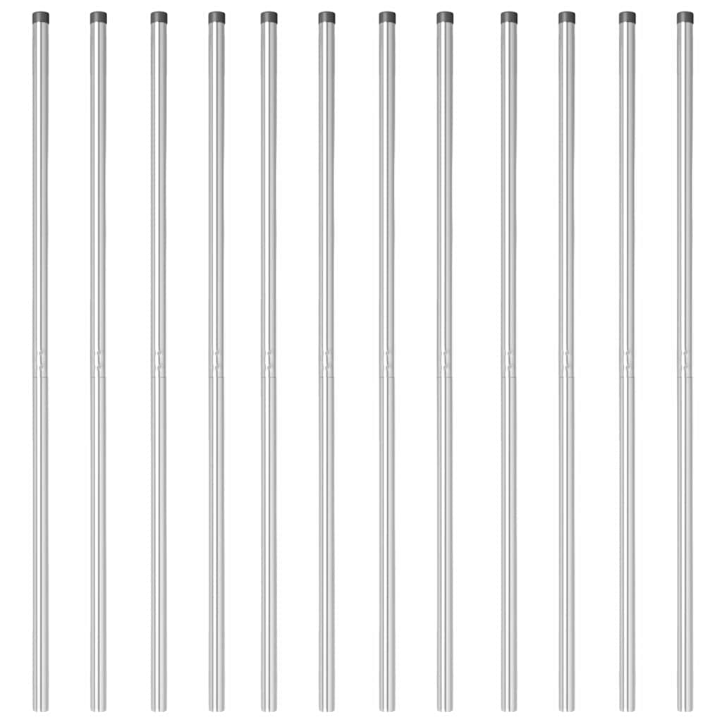 Fence Posts 12 pcs Silver Powder-coated steel