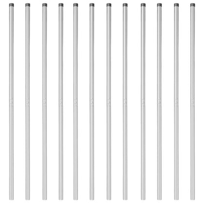 Fence Posts 12 pcs Silver Powder-coated steel