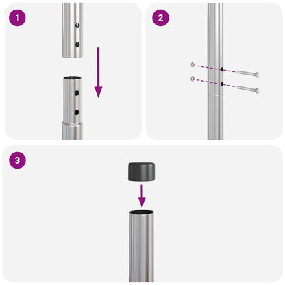 Fence Posts 12 pcs Silver Powder-coated steel
