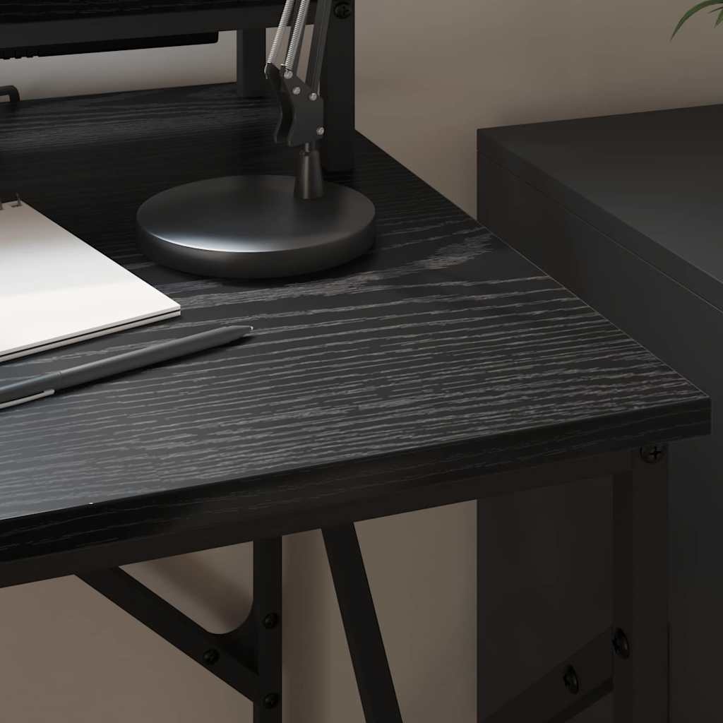 Desk with Shelf Black oak 100 x 50 x 86.5 cm Engineered wood