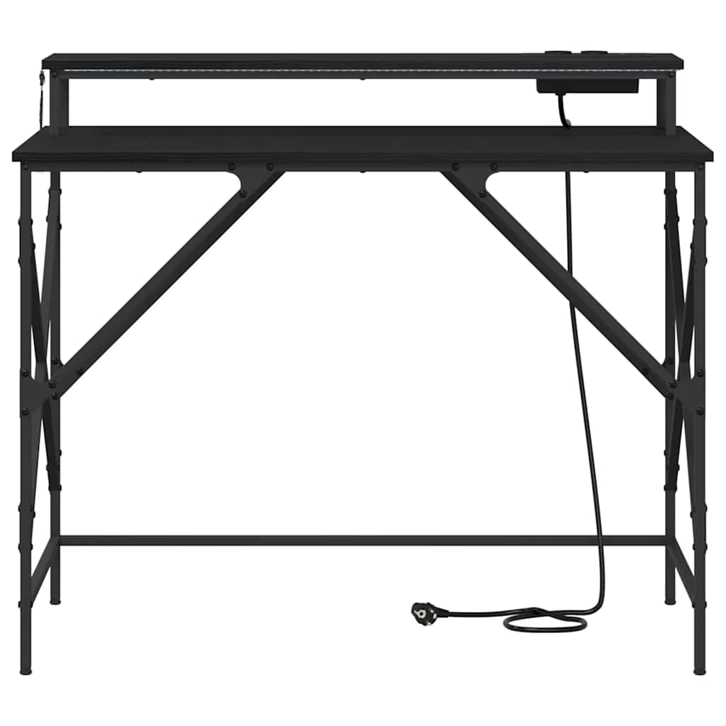 Desk with Shelf Black oak 100 x 50 x 86.5 cm Engineered wood