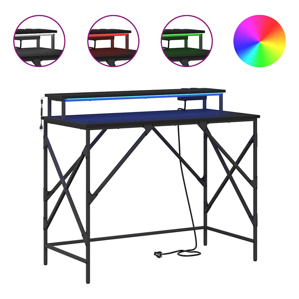 Desk with Shelf Black oak 100 x 50 x 86.5 cm Engineered wood