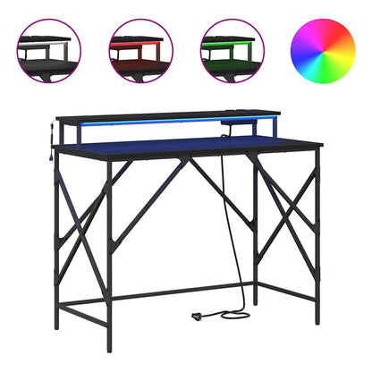 Desk with Shelf Black oak 100 x 50 x 86.5 cm Engineered wood