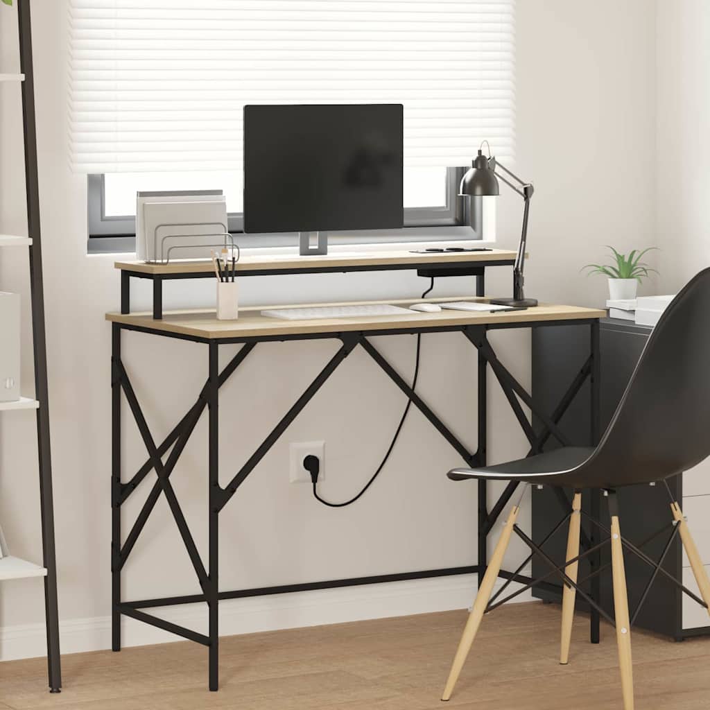 Desk with Shelf Sonoma oak 100 x 50 x 86.5 cm Engineered wood