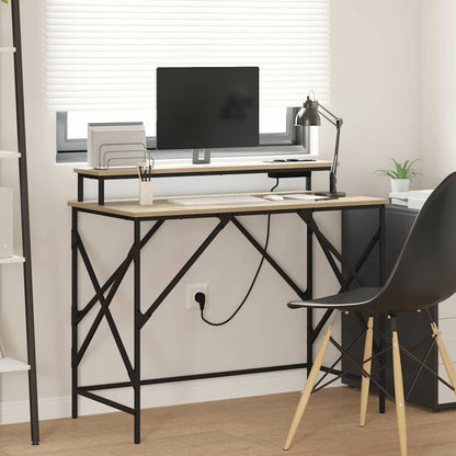 Desk with Shelf Sonoma oak 100 x 50 x 86.5 cm Engineered wood