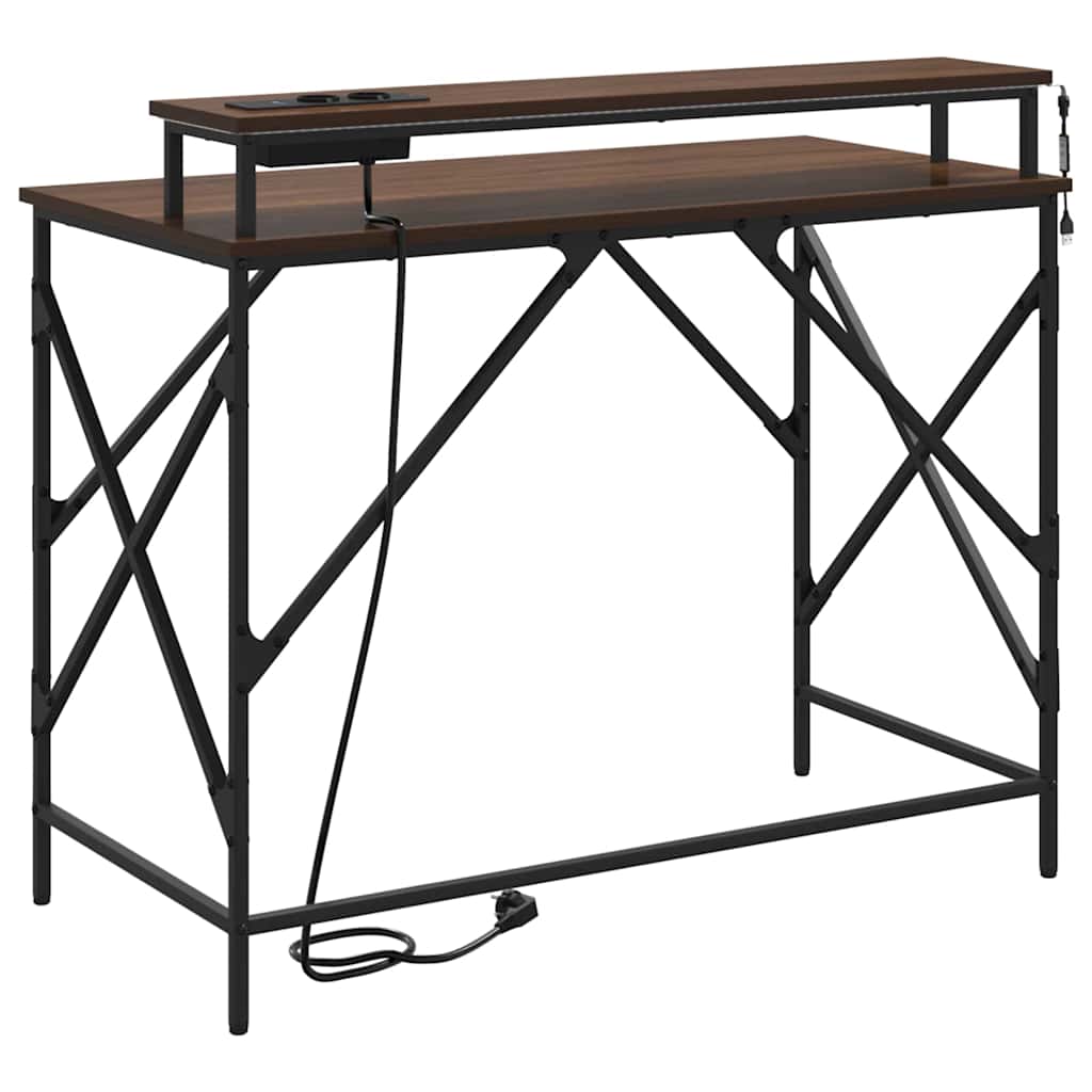 Desk with Shelf Brown oak 100 x 50 x 86.5 cm Engineered wood