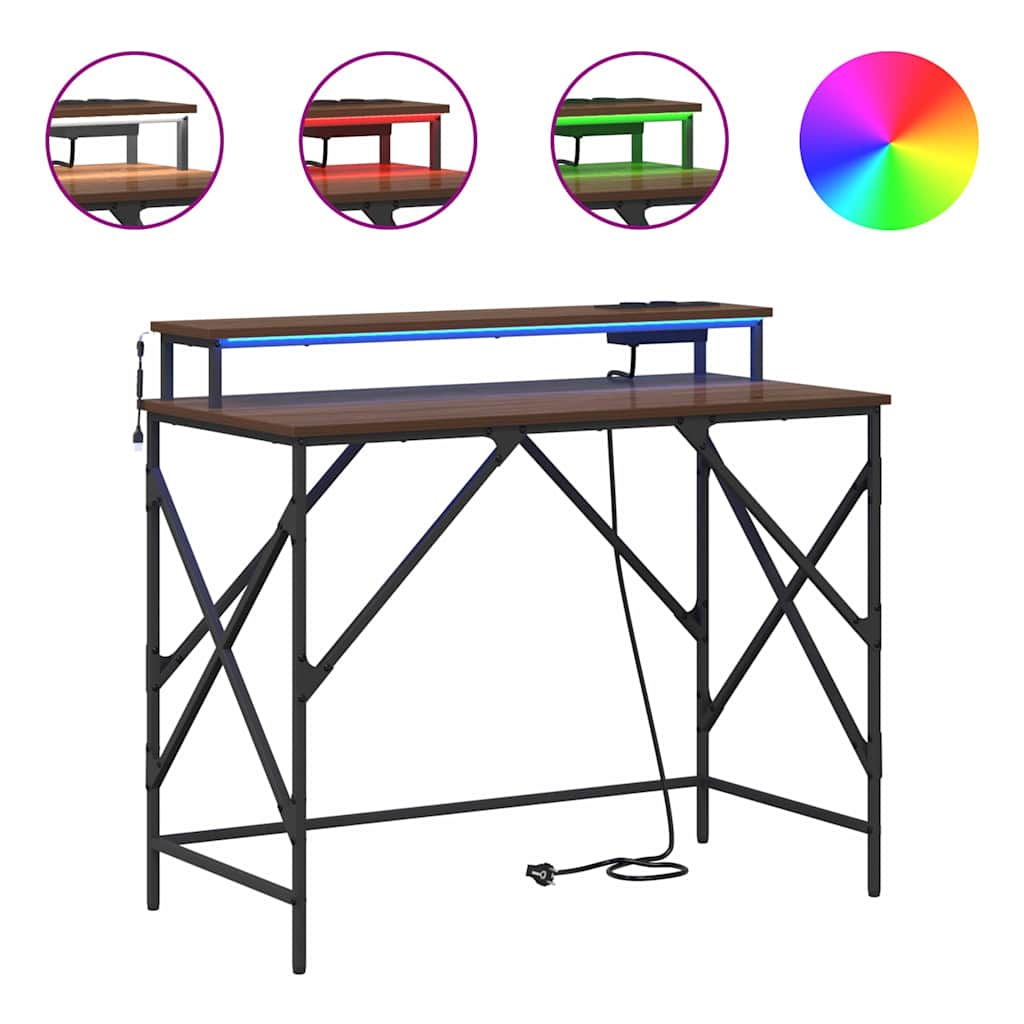 Desk with Shelf Brown oak 100 x 50 x 86.5 cm Engineered wood