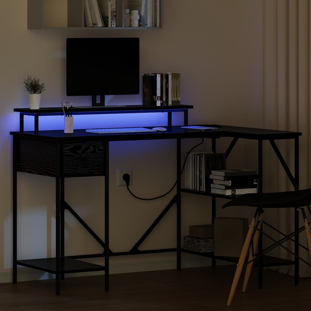 Desk with Drawer Black oak 120 x 79 x 86.5 cm Engineered wood