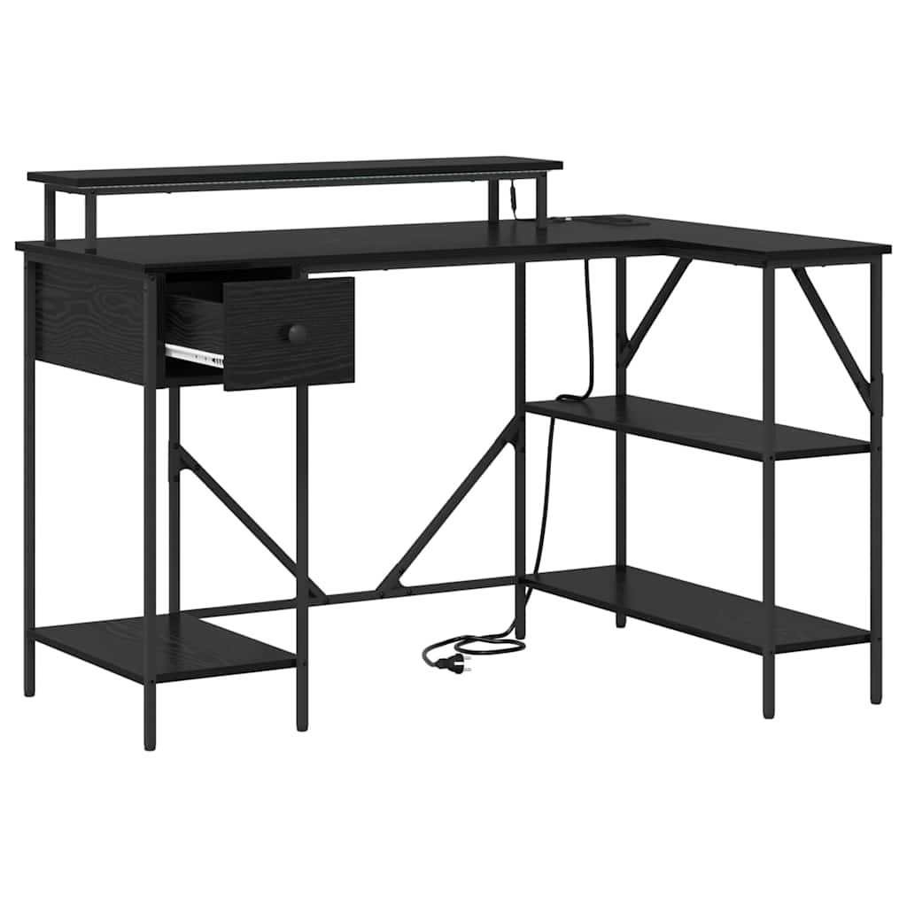 Desk with Drawer Black oak 120 x 79 x 86.5 cm Engineered wood