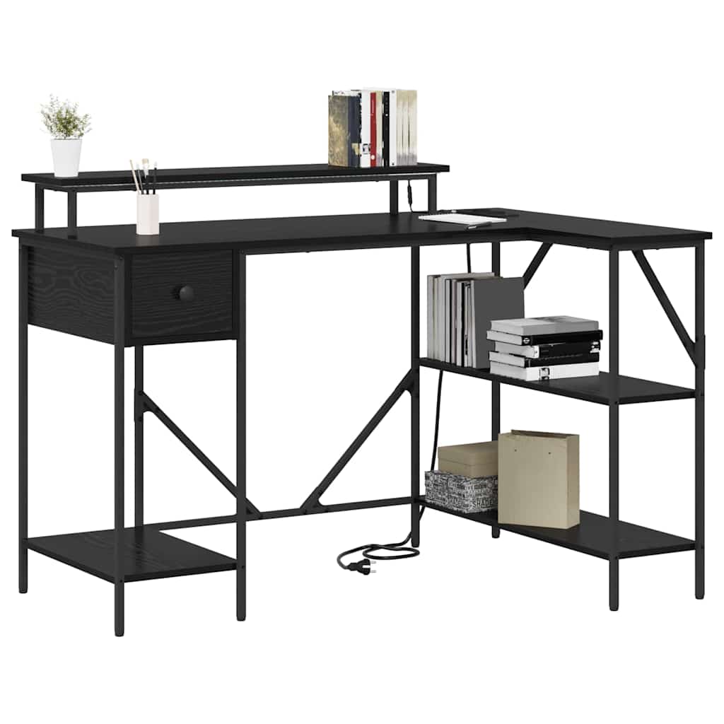 Desk with Drawer Black oak 120 x 79 x 86.5 cm Engineered wood