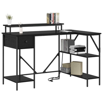 Desk with Drawer Black oak 120 x 79 x 86.5 cm Engineered wood