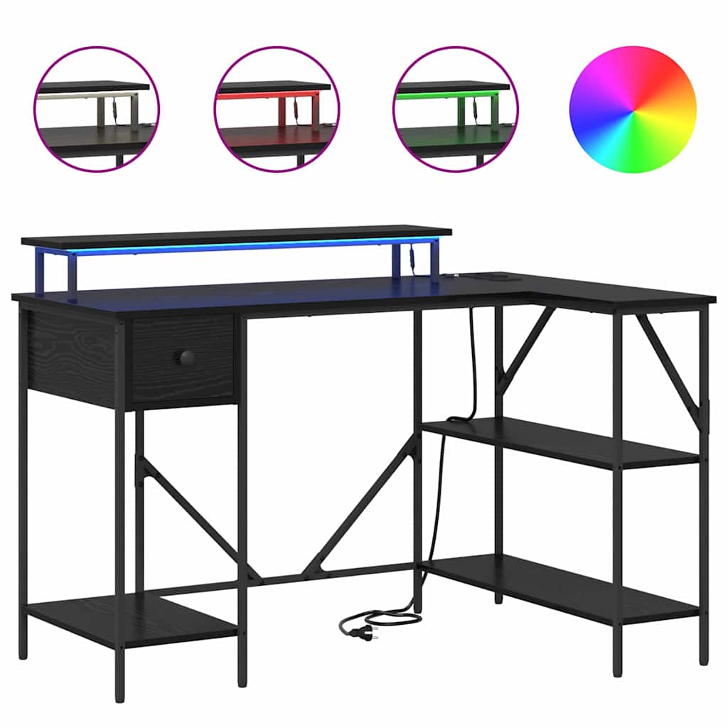 Desk with Drawer Black oak 120 x 79 x 86.5 cm Engineered wood