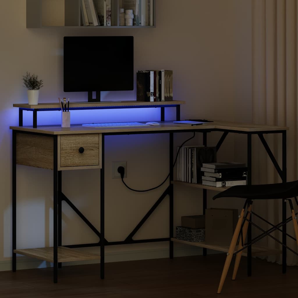 Desk with Drawer Sonoma oak 120 x 79 x 86.5 cm Engineered wood