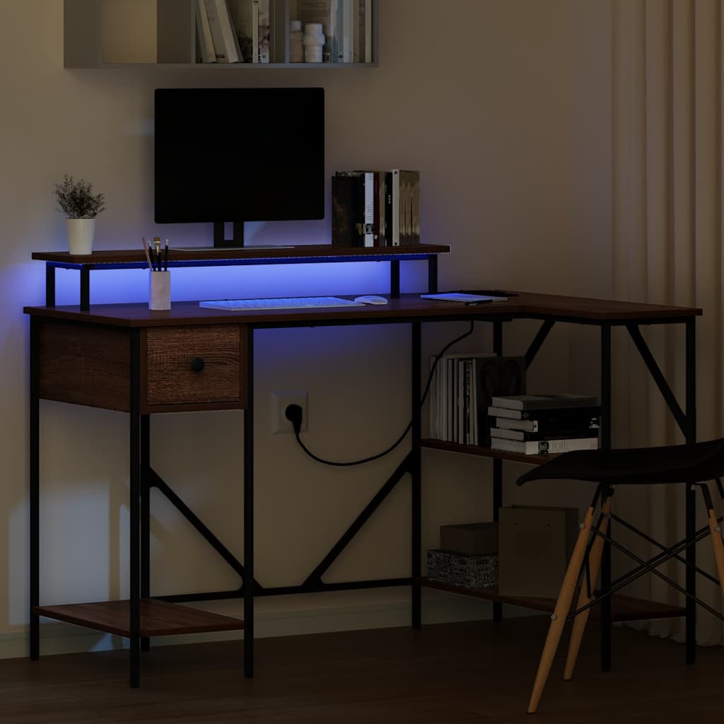 Desk with Drawer Brown oak 120 x 79 x 86.5 cm Engineered wood