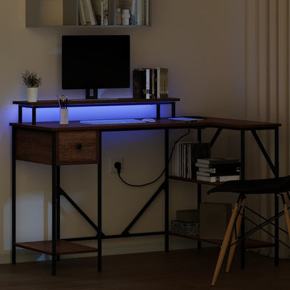 Desk with Drawer Brown oak 120 x 79 x 86.5 cm Engineered wood