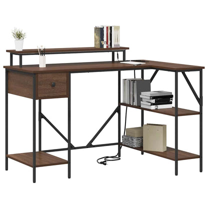 Desk with Drawer Brown oak 120 x 79 x 86.5 cm Engineered wood