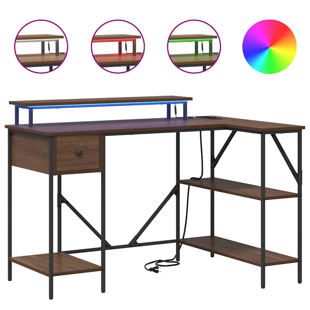 Desk with Drawer Brown oak 120 x 79 x 86.5 cm Engineered wood
