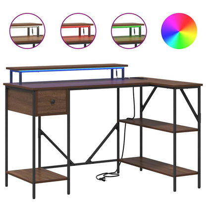 Desk with Drawer Brown oak 120 x 79 x 86.5 cm Engineered wood