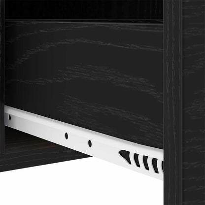 Bedside Table Black oak 30 x 48 x 61 cm Engineered wood