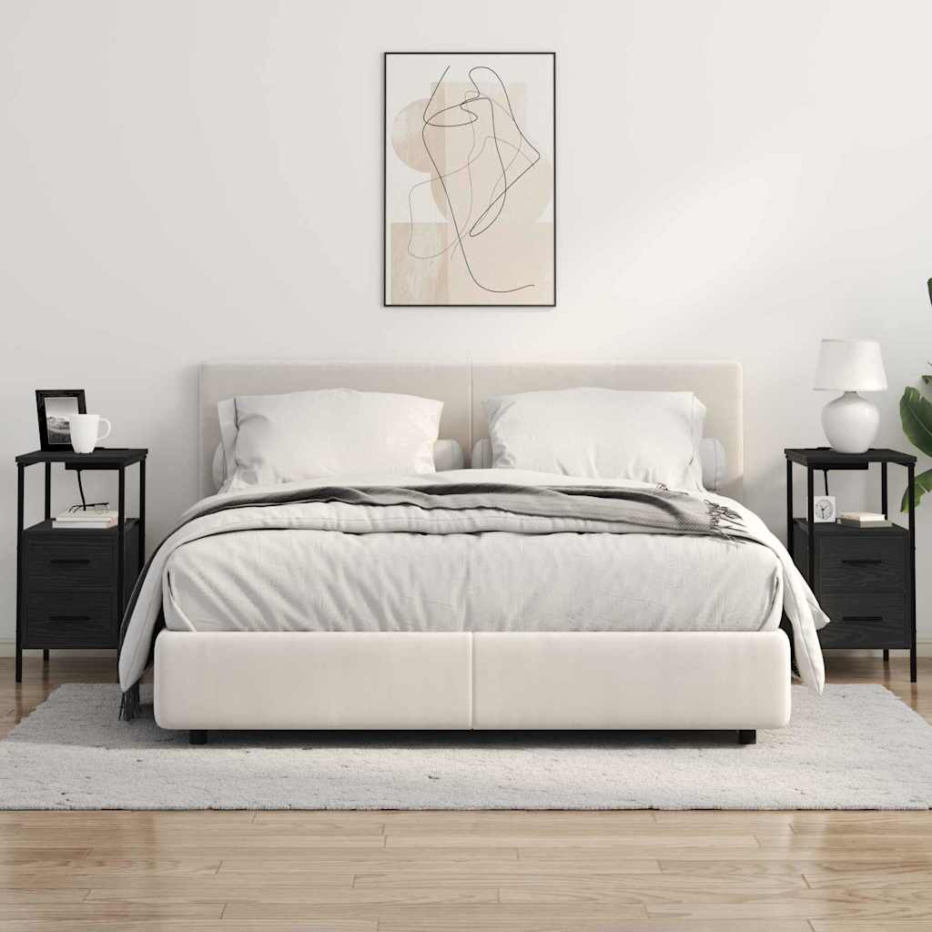 Bedside Table Black oak 30 x 48 x 61 cm Engineered wood