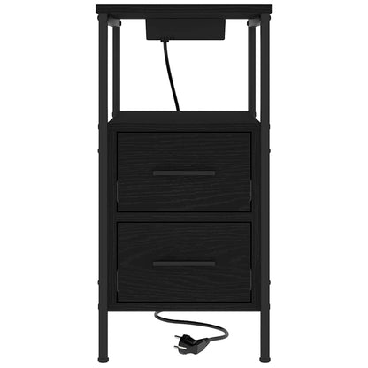 Bedside Table 2 pcs Black oak 30 x 48 x 61 cm Engineered wood