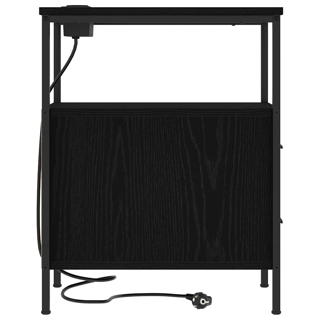 Bedside Table 2 pcs Black oak 30 x 48 x 61 cm Engineered wood