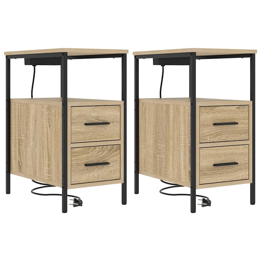 Bedside Table 2 pcs Sonoma oak 30 x 48 x 61 cm Engineered wood