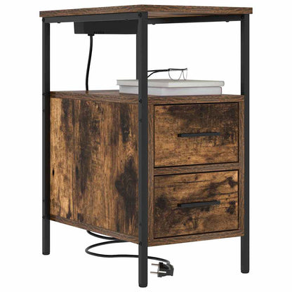 Bedside Table Smoked oak 30 x 48 x 61 cm Engineered wood