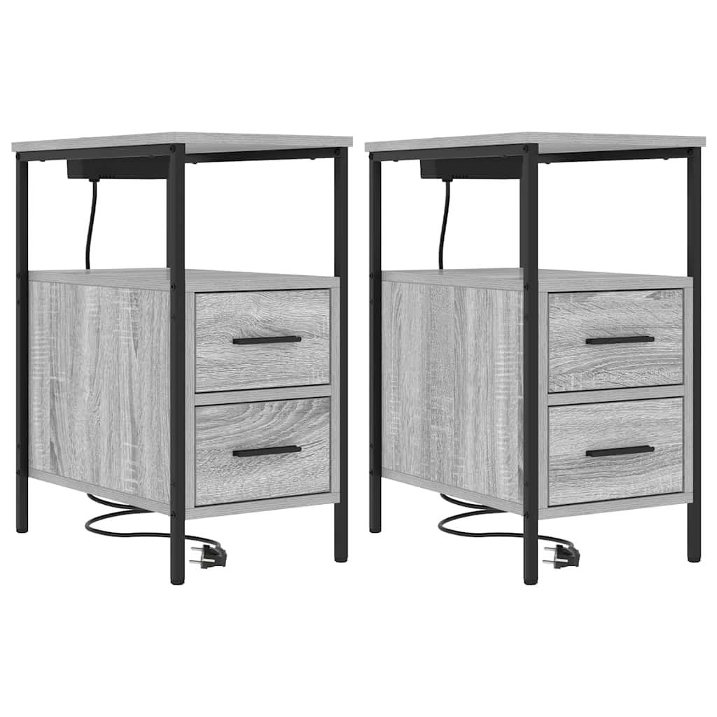 Bedside Table 2 pcs Grey sonoma 30 x 48 x 61 cm Engineered wood