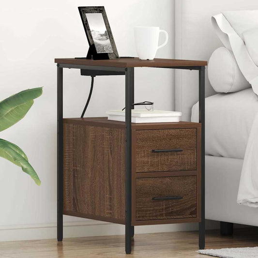 Bedside Table Brown oak 30 x 48 x 61 cm Engineered wood
