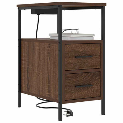 Bedside Table Brown oak 30 x 48 x 61 cm Engineered wood