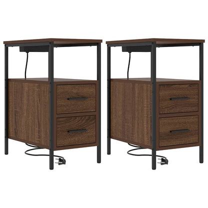 Bedside Table 2 pcs Brown oak 30 x 48 x 61 cm Engineered wood