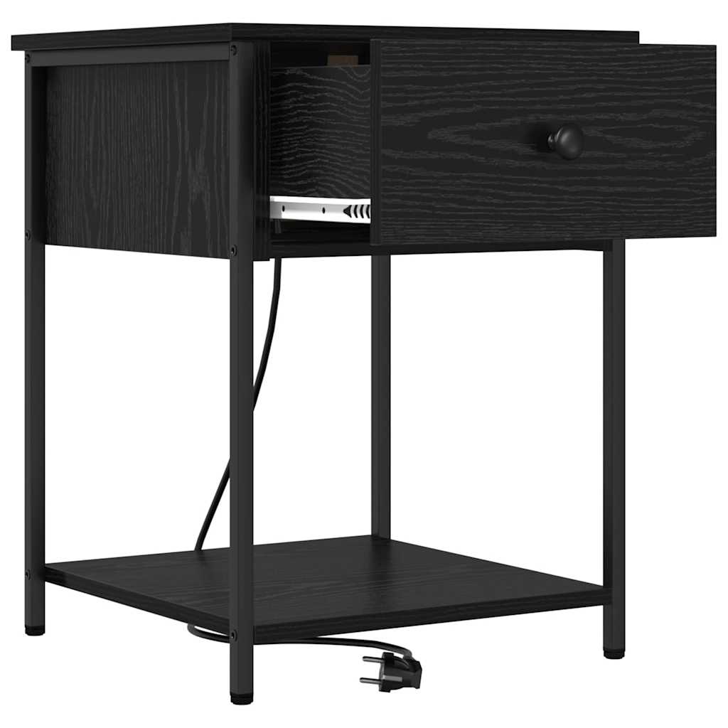 Bedside Cabinet Black oak 42 x 41 x 56 cm Engineered wood