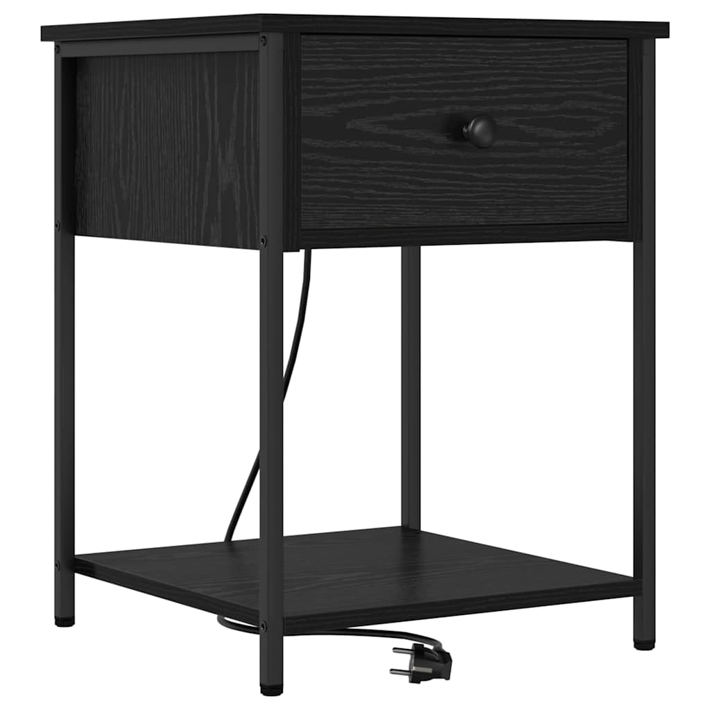Bedside Cabinet 2 pcs Black oak 42 x 41 x 56 cm Engineered wood