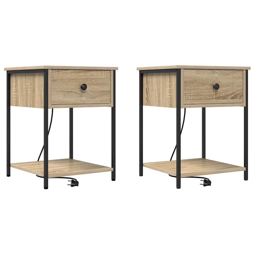 Bedside Cabinet with Drawer 2 pcs Sonoma oak 42 x 41 x 56 cm