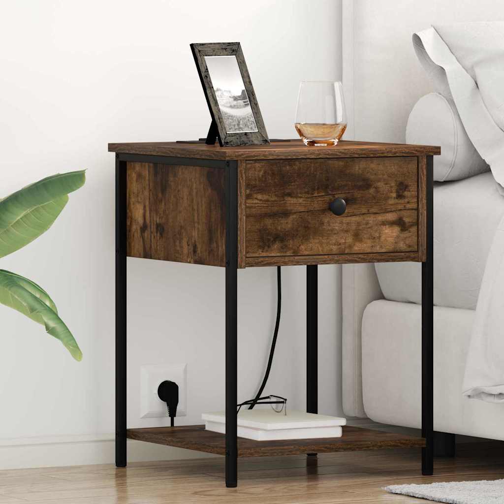 Bedside Cabinet Smoked oak 42 x 41 x 56 cm Engineered wood