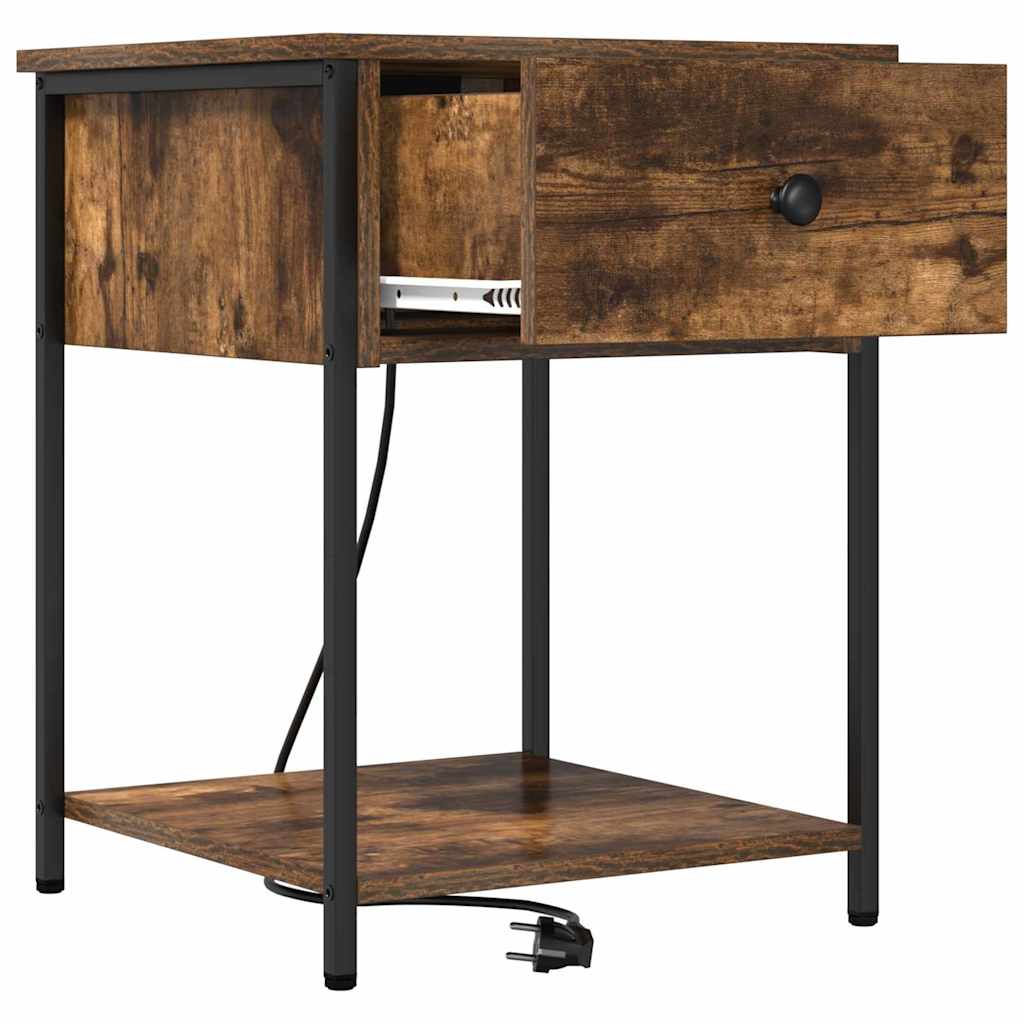 Bedside Cabinet Smoked oak 42 x 41 x 56 cm Engineered wood